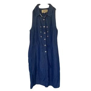 Holding Horses Dress Sz 0 Anthropologie Button Front Chambray Denim Blue Womens